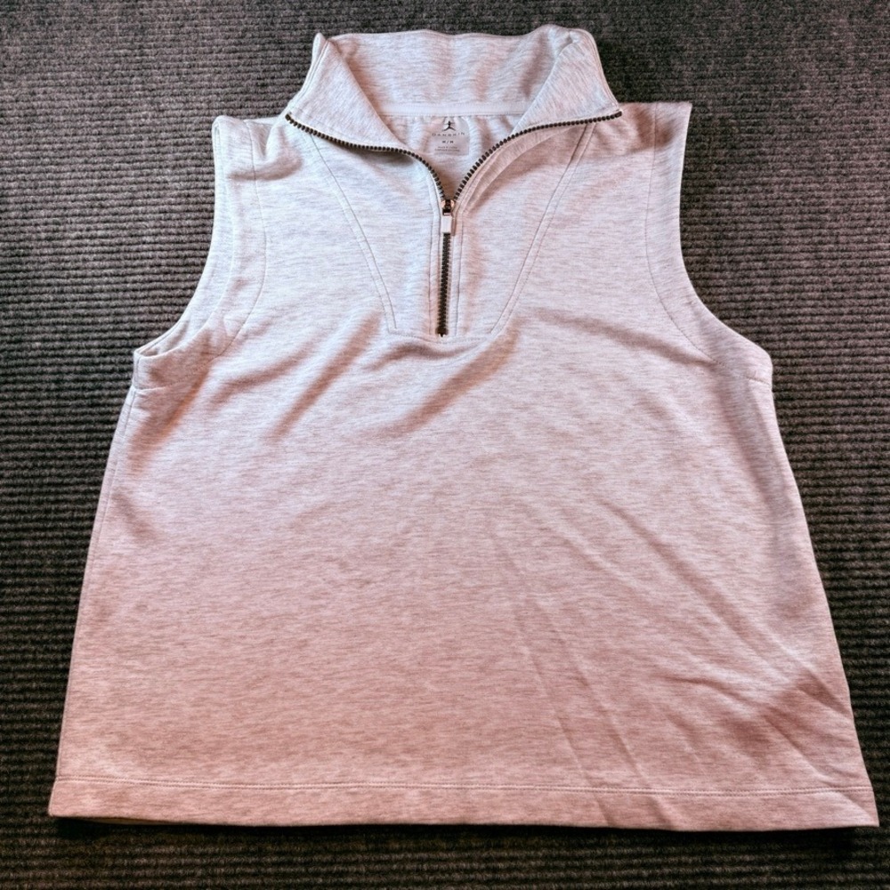 Danskin Womens Sleeveless Quarter Zip Top Heather Gray Activewear Size M 4727